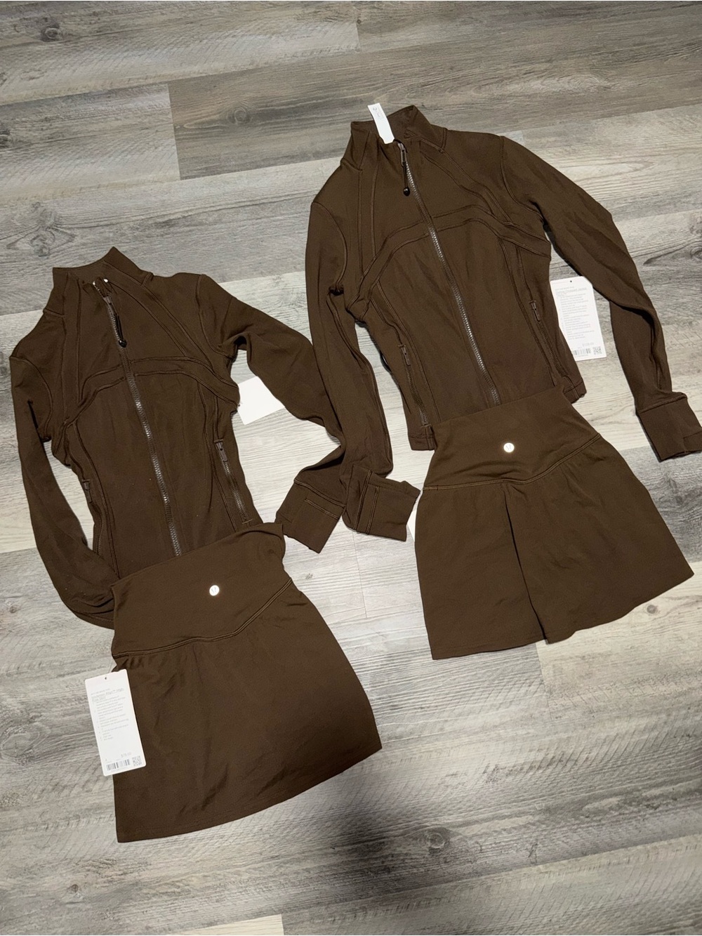 lululemon athletica Brown Zip-Up Jacket and Skirt Set
